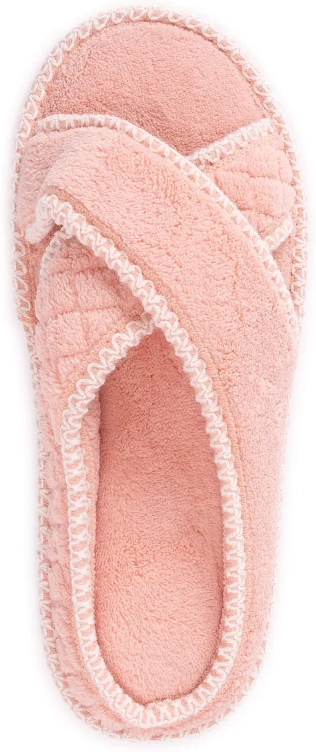 MUK LUKS Women's Ada Chenille Crossband Slippers-Daisy White