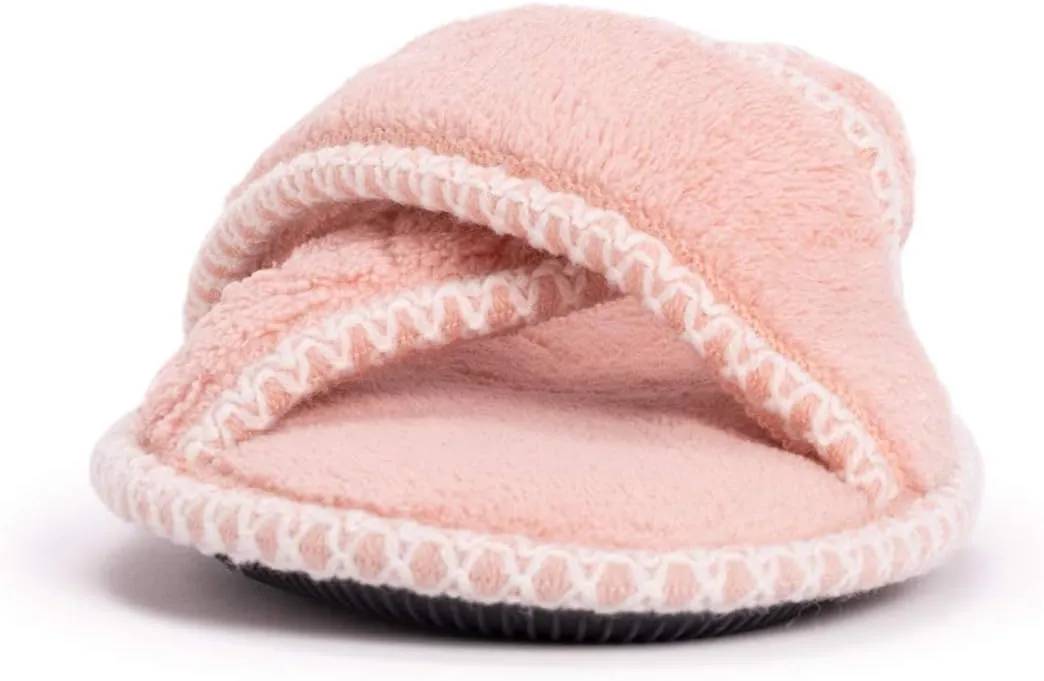 MUK LUKS Women's Ada Chenille Crossband Slippers-Daisy White