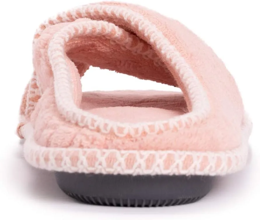 MUK LUKS Women's Ada Chenille Crossband Slippers-Daisy White