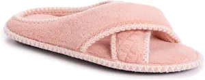 MUK LUKS Women's Ada Chenille Crossband Slippers-Daisy White