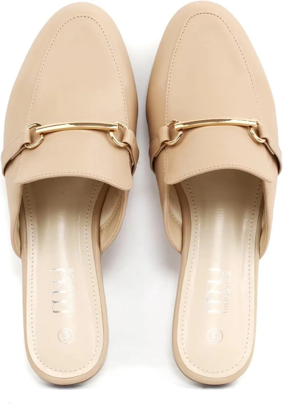MUSSHOE Mules for Woman Buckle Flats Comfortable Slip on Women Mules Flats Shoes Backless Loafers