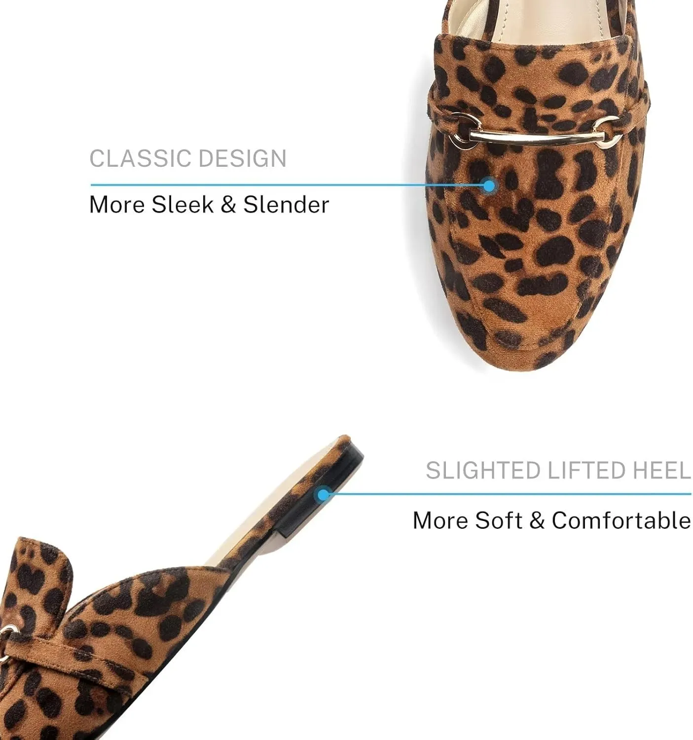 MUSSHOE Mules for Woman Buckle Flats Comfortable Slip on Women Mules Flats Shoes Backless Loafers