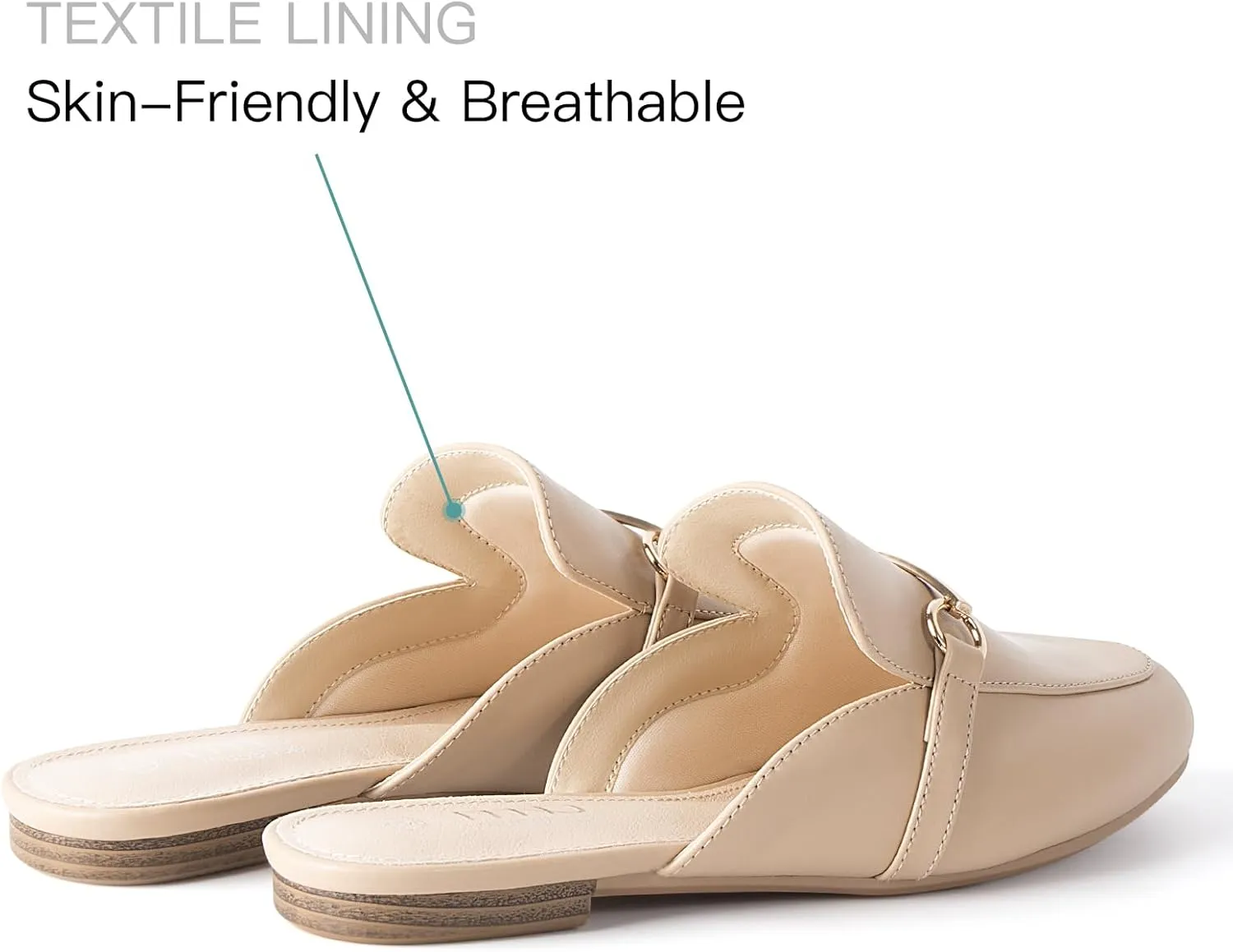 MUSSHOE Mules for Woman Buckle Flats Comfortable Slip on Women Mules Flats Shoes Backless Loafers