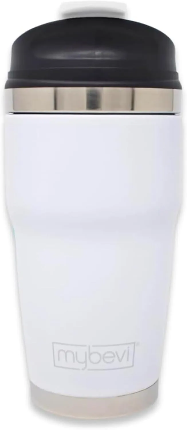 MyBevi Retro Wave Stainless Steel Premium Grade Insulated Travel Tumbler (12 oz Matte White, 12 oz)