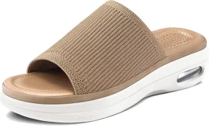 mysoft Women's Comfortable Slide Sandals Air Cushion Knit Slip On Wedge Lightweight Walking Sandals Platform Summer Shoes