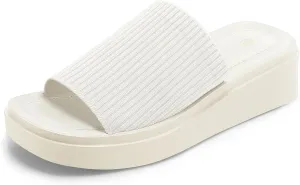 mysoft Women's Platform Sandals 1.8 Inch Slip On Comfortable Knit Open Toe Flatform Chunky Slide Sandals