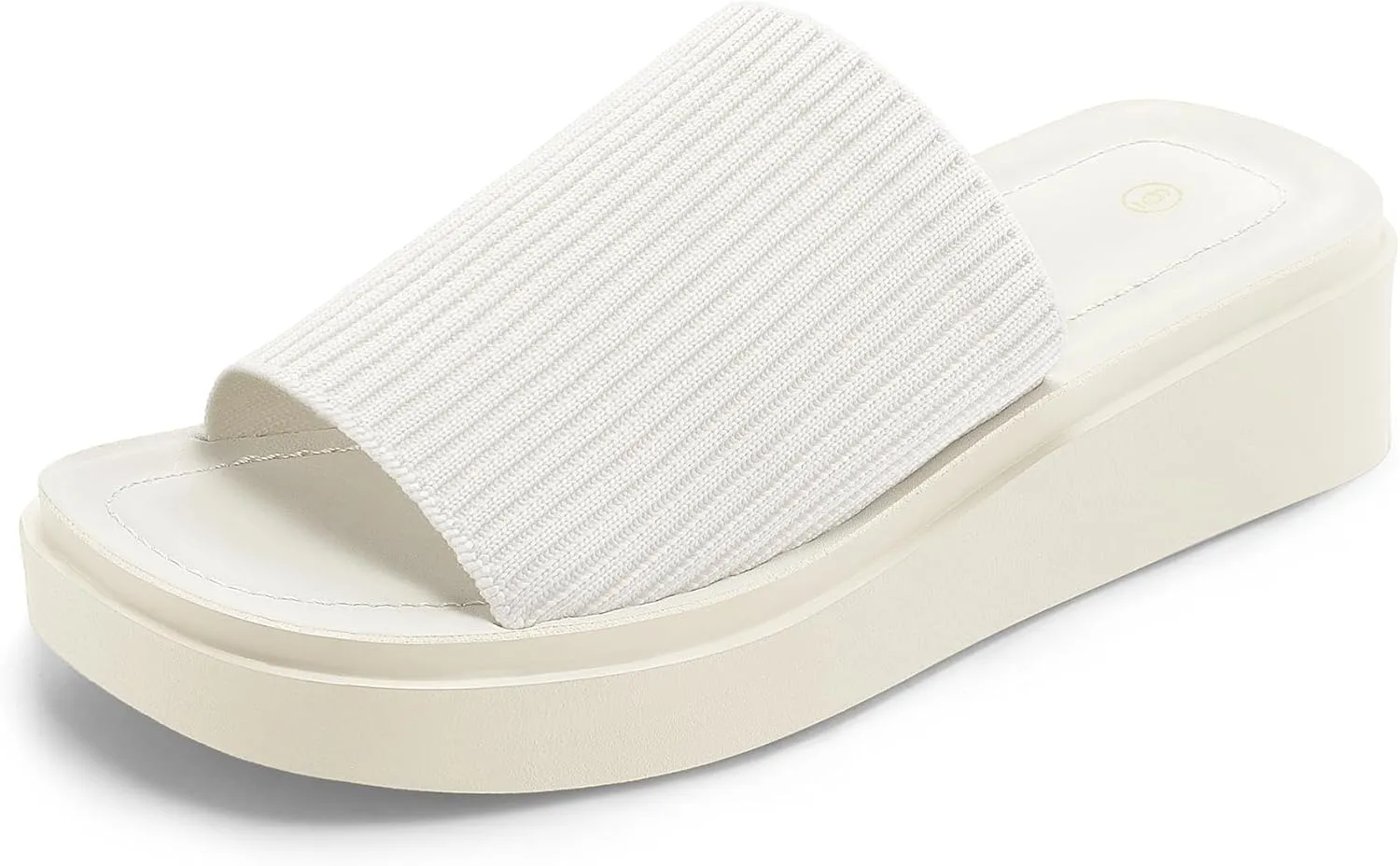 mysoft Women's Platform Sandals 1.8 Inch Slip On Comfortable Knit Open Toe Flatform Chunky Slide Sandals
