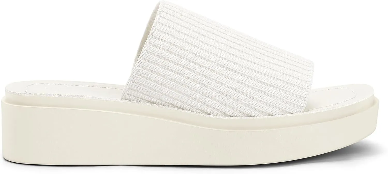 mysoft Women's Platform Sandals 1.8 Inch Slip On Comfortable Knit Open Toe Flatform Chunky Slide Sandals