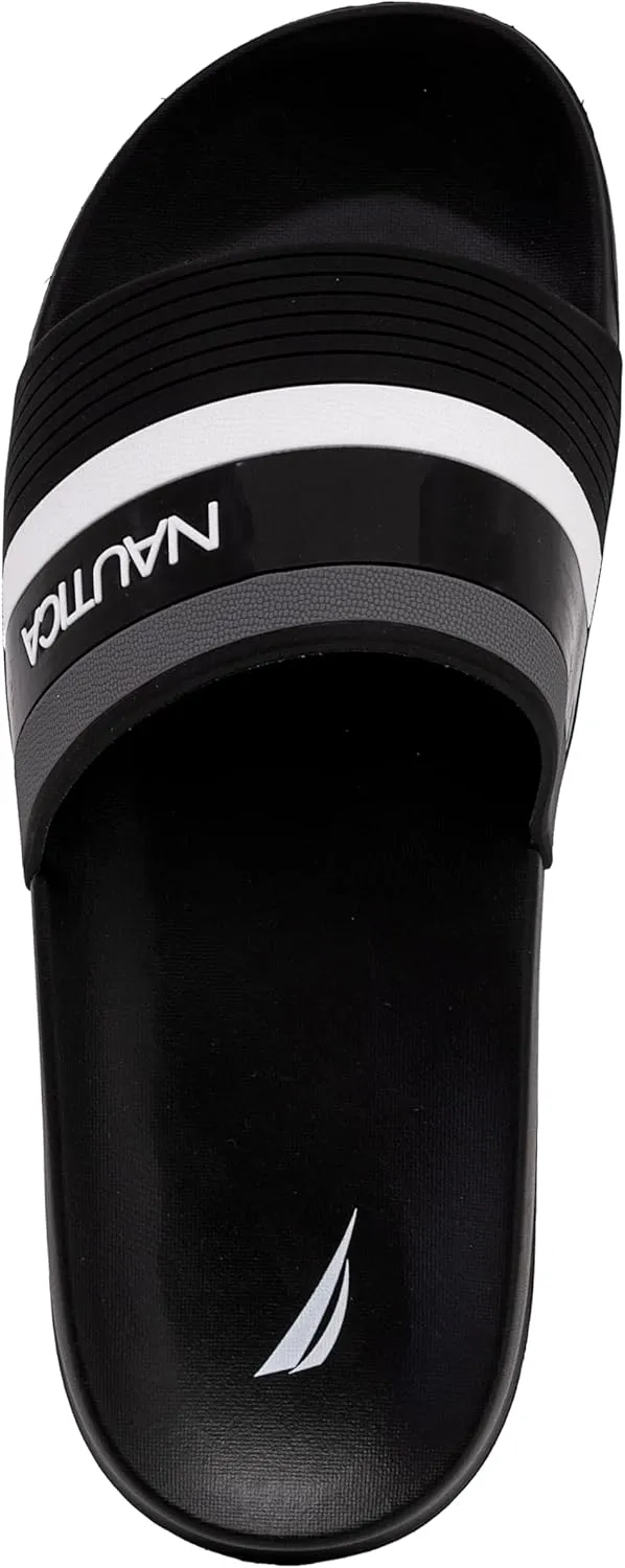 Nautica Men's Open Toe Slide Sandals - Comfortable Indoor & Outdoor Shower Slippers