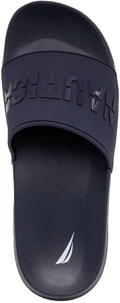 Nautica Men's Open Toe Slide Sandals - Comfortable Indoor & Outdoor Shower Slippers