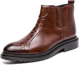 New Chelsea Boots For Men Crocodile Print Side Zip PU Wearable Slip On Anti-slip Non Slip Waterproof Fashion Dress