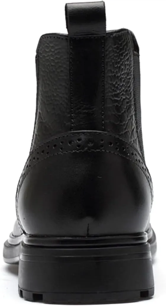 New Chelsea Boots For Men Elastic Bandage Carved Brogue Win Tip Crocodile Print Cowhide Leather Anti-slip Wearable Non Waterproof Formal Classic Slip On
