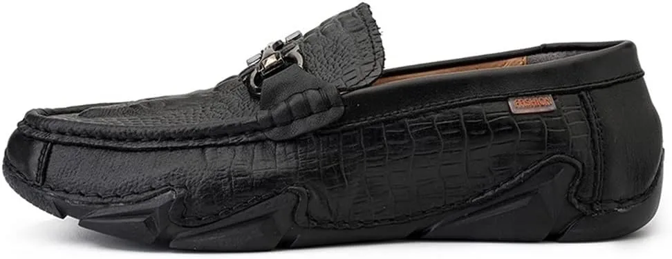 New Men's Loafers Shoes Moccasins Round Toe Shoes Faux Crocodile Print Leather Slip Resistant Flexible Anti-Slip Party Slip-on