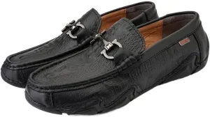 New Men's Loafers Shoes Moccasins Round Toe Shoes Faux Crocodile Print Leather Slip Resistant Flexible Anti-Slip Party Slip-on