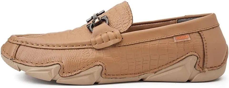 New Men's Loafers Shoes Moccasins Round Toe Shoes Faux Crocodile Print Leather Slip Resistant Flexible Anti-Slip Party Slip-on