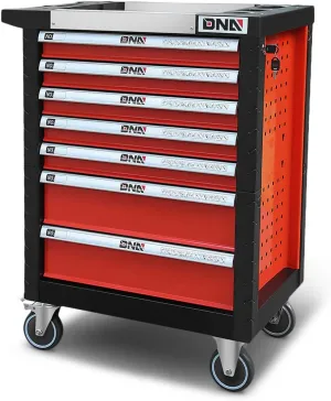 New Package DNA MOTORING 39" H X 30" W X 18" D Heavy Duty Lockable Slide Tool 7-Drawers Chest Rolling Tool Cart Cabinet with Keys (TOOLS-10001), Red