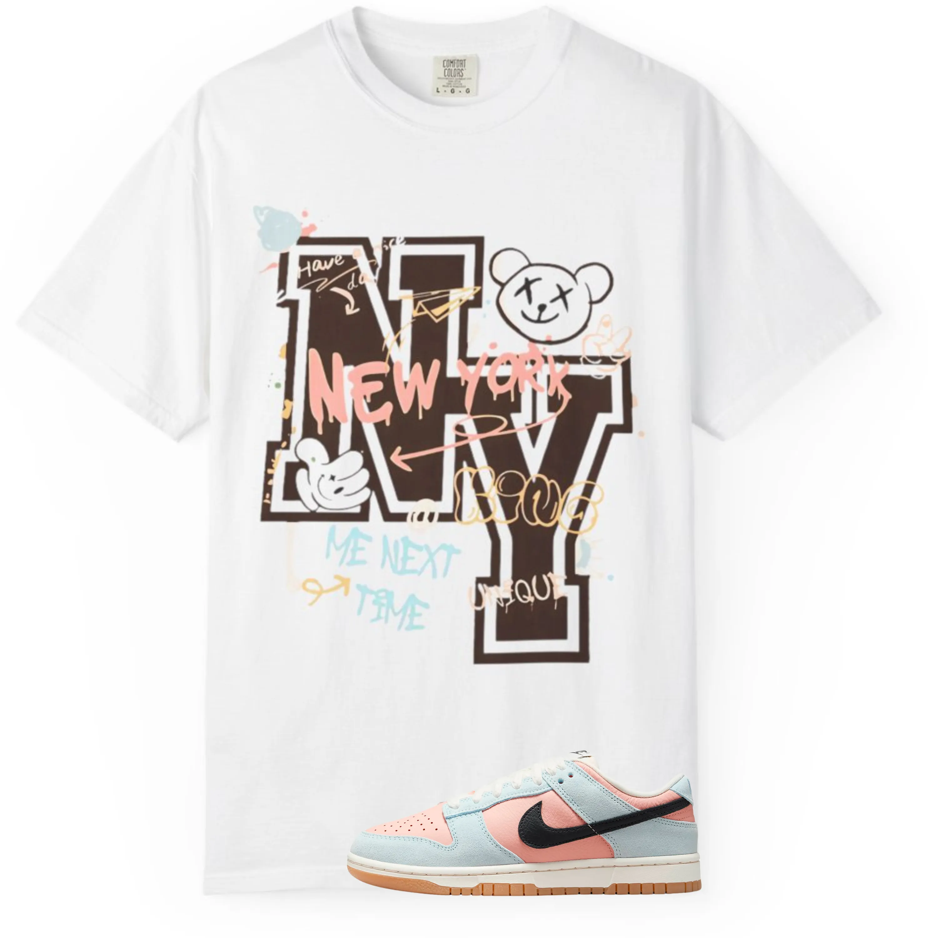 New York Chaos Tee  Comfort Colors Sneaker Match T-Shirt | Nike Dunk Glacier Blue Arctic Orange Match | Street Art Graphic