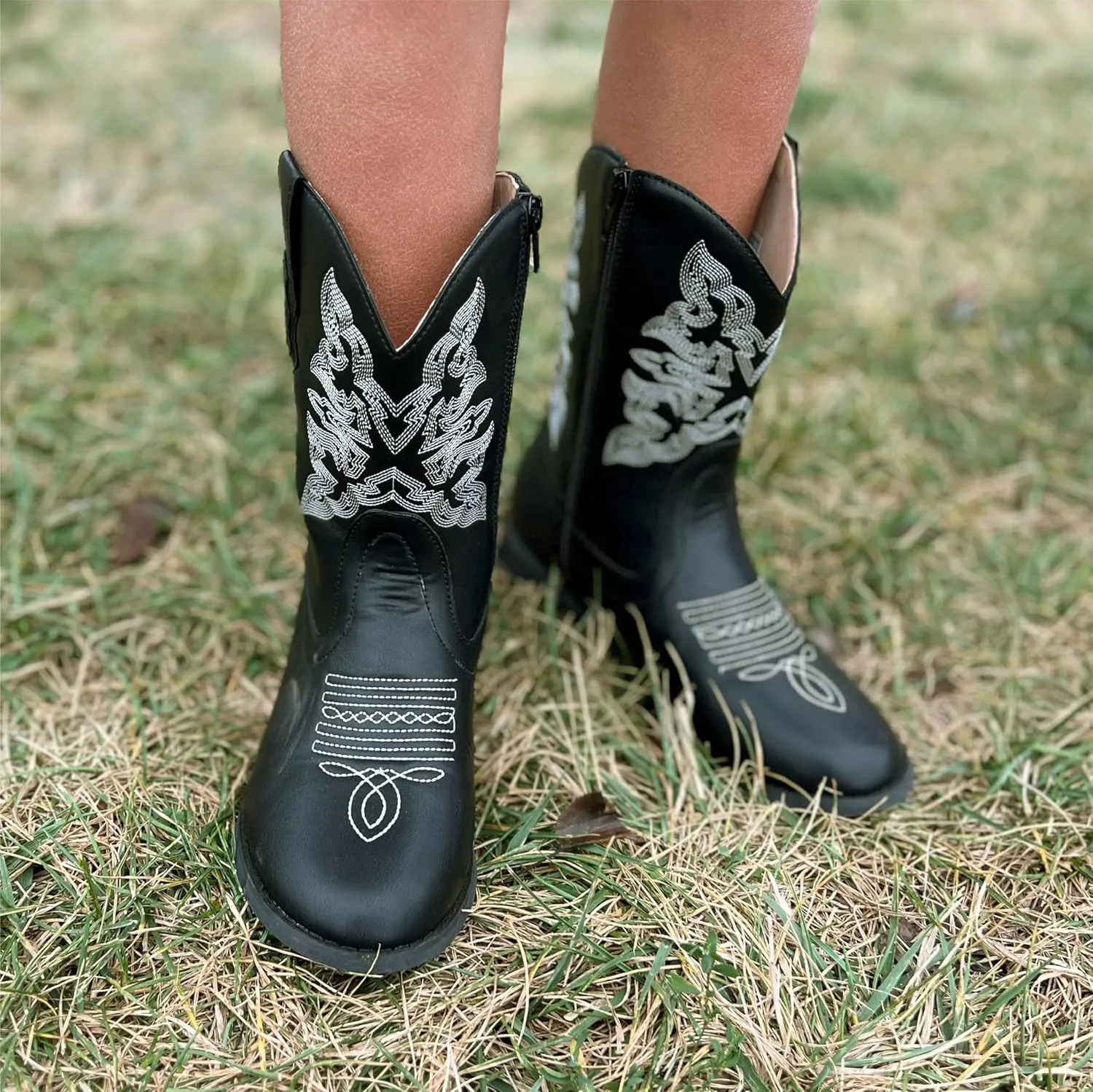 NORTY Unisex Little Kid Cowboy Boots for Girls and Boys - Stylish Faux Leather Cowboy Boots