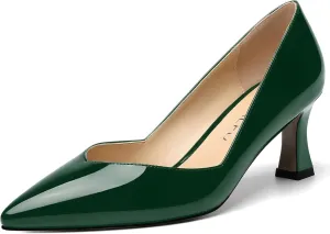 NUMALEO Womens Pointed Toe Patent Dress Slip On Wedding Solid Spool Mid Heel Pumps Shoes 2.5 Inch