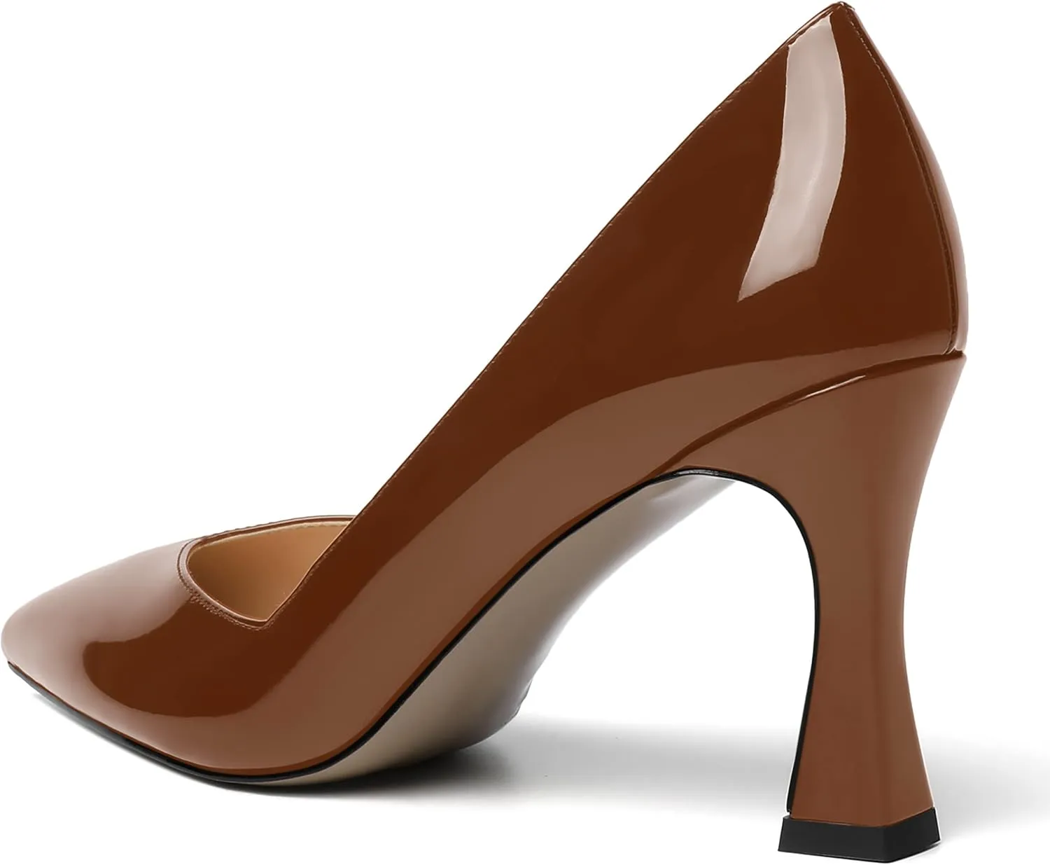 NUMALEO Womens Slip On Dress Solid Pointed Toe Dating Patent Spool High Heel Pumps Shoes 3.3 Inch