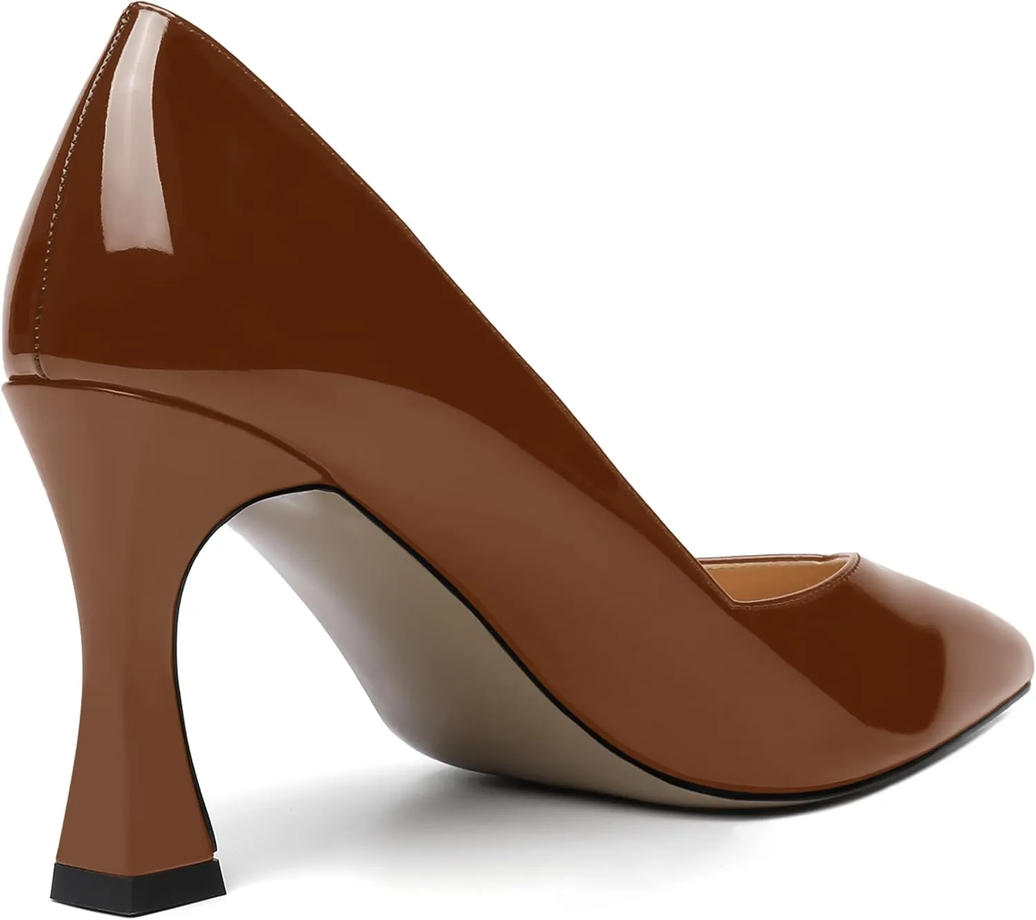 NUMALEO Womens Slip On Dress Solid Pointed Toe Dating Patent Spool High Heel Pumps Shoes 3.3 Inch