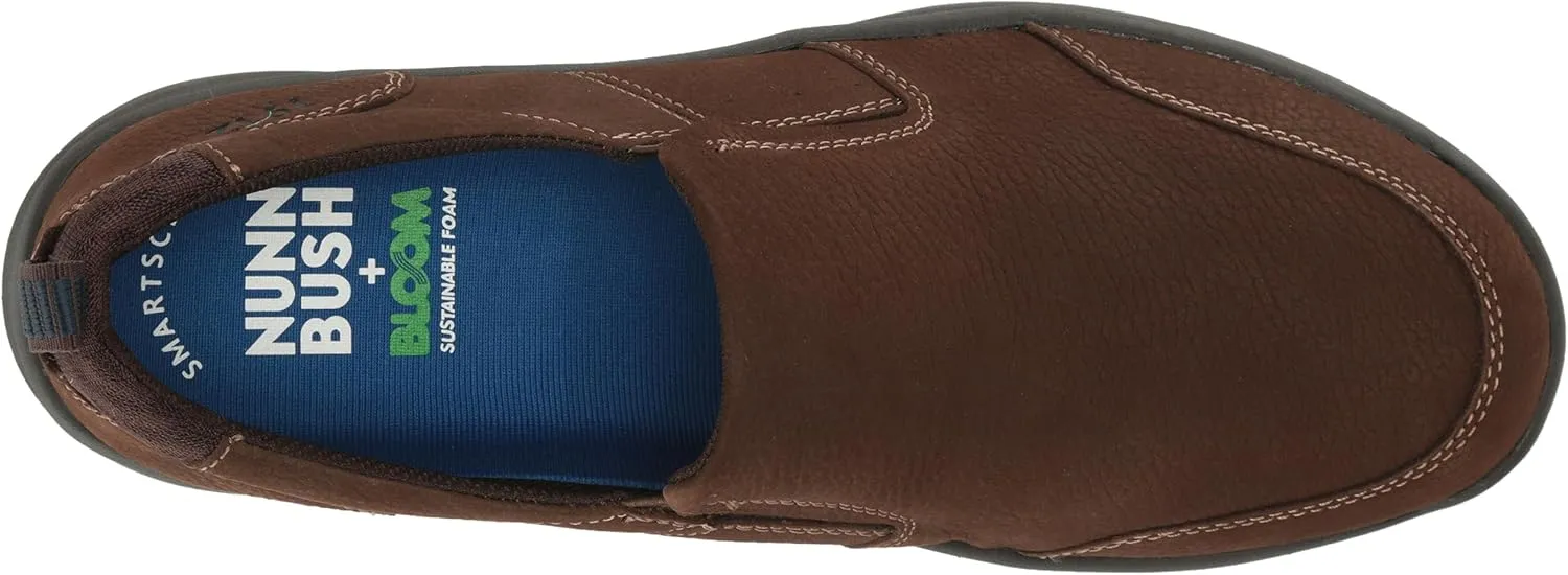 Nunn Bush Men's Mac Moccasin Toe Slip-on Lightweight Comfortable Leather Walking Shoe Loafer