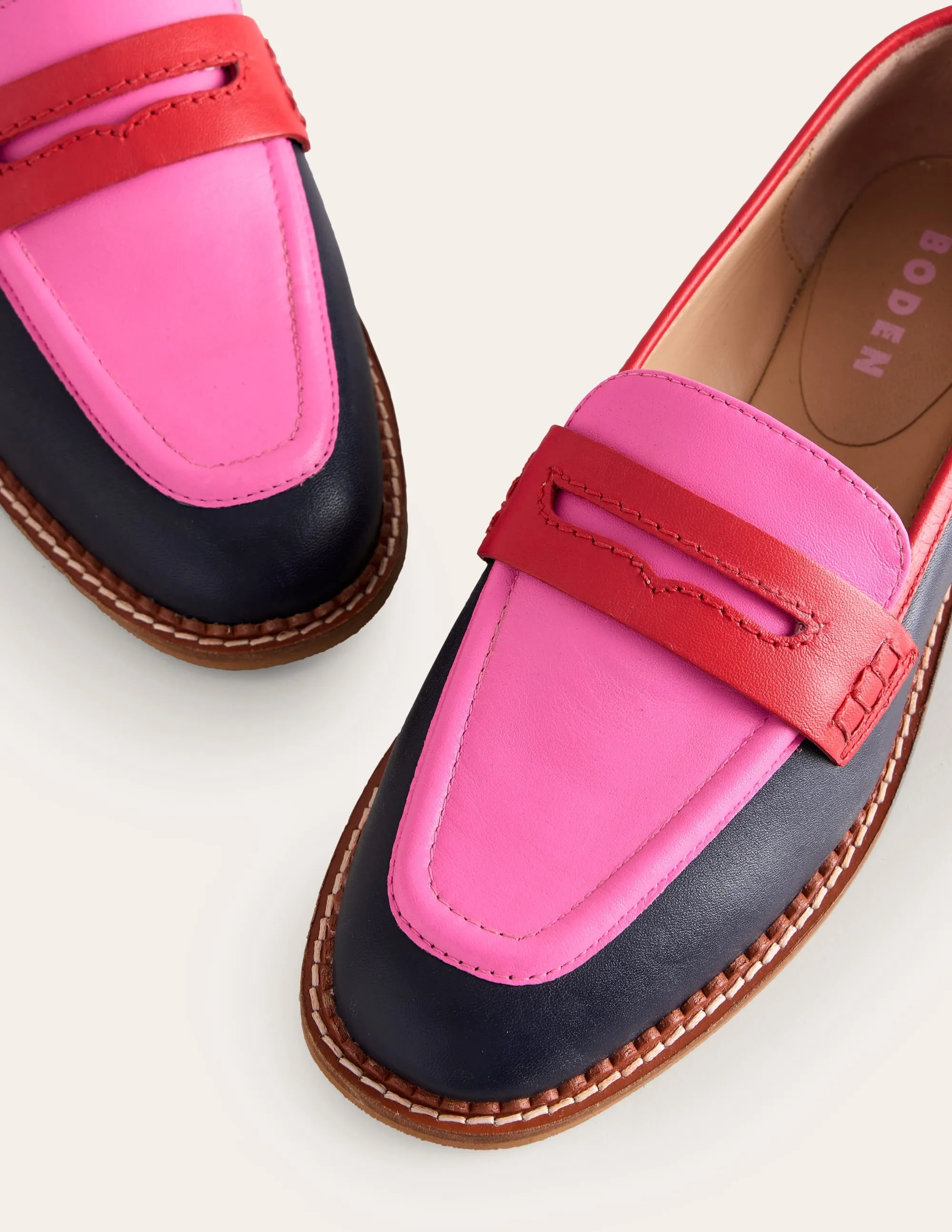 Nya Pennyloafer-Marineblau/Rosa Turmalingrün
