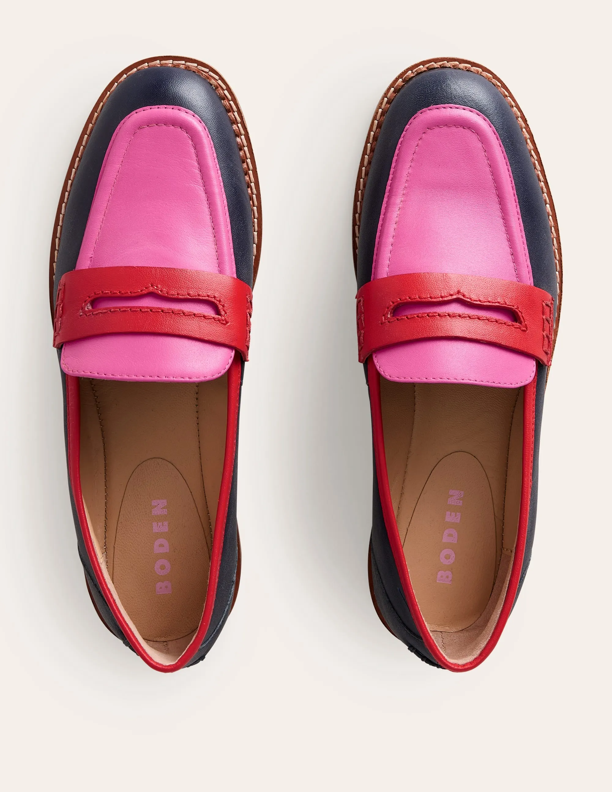Nya Pennyloafer-Marineblau/Rosa Turmalingrün