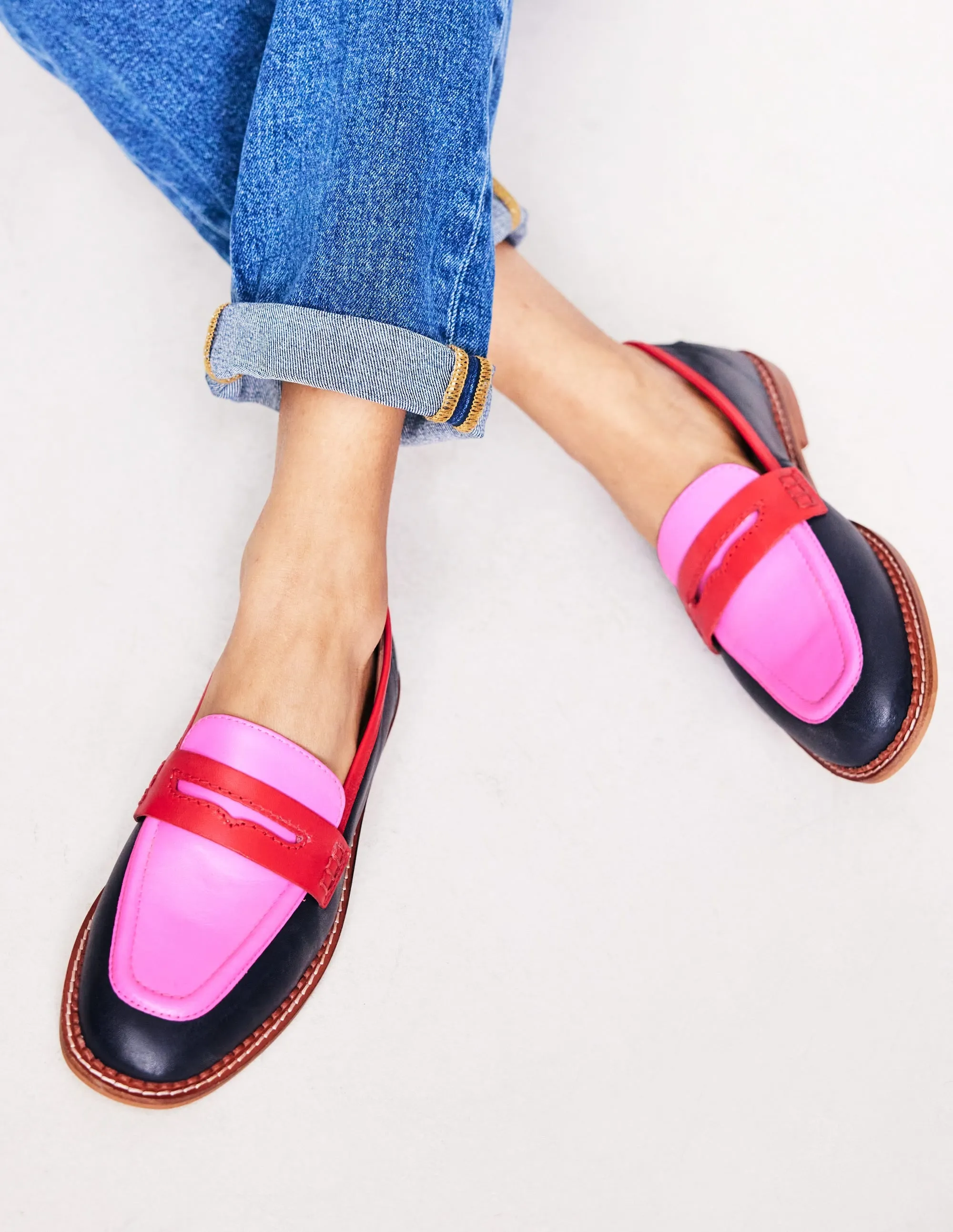 Nya Pennyloafer-Marineblau/Rosa Turmalingrün