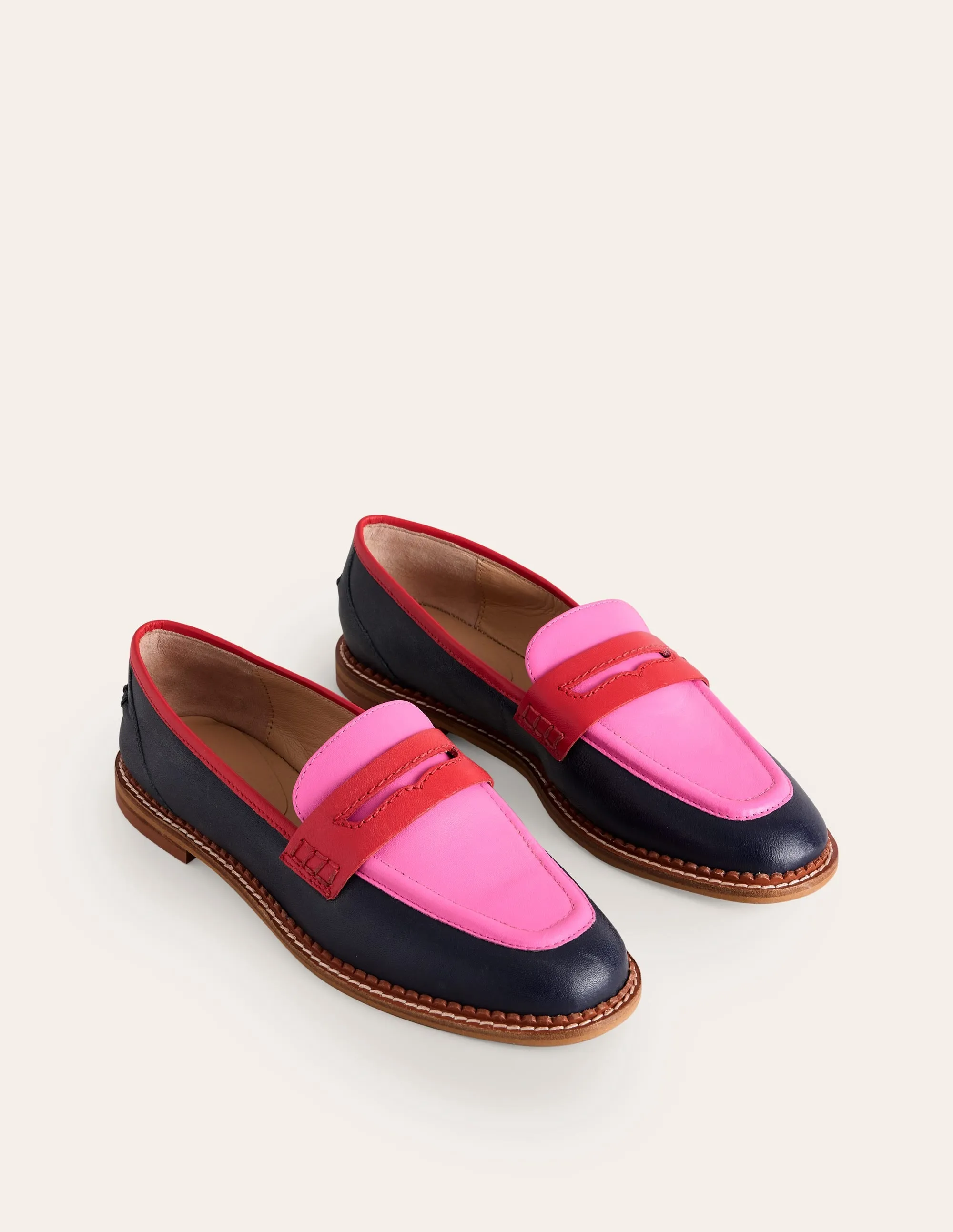 Nya Pennyloafer-Marineblau/Rosa Turmalingrün