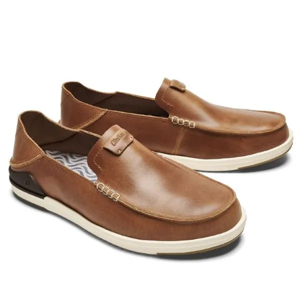 Olukai Fox Kakaha Mens Leather Slip On Loafer Shoes 10490-FXFX