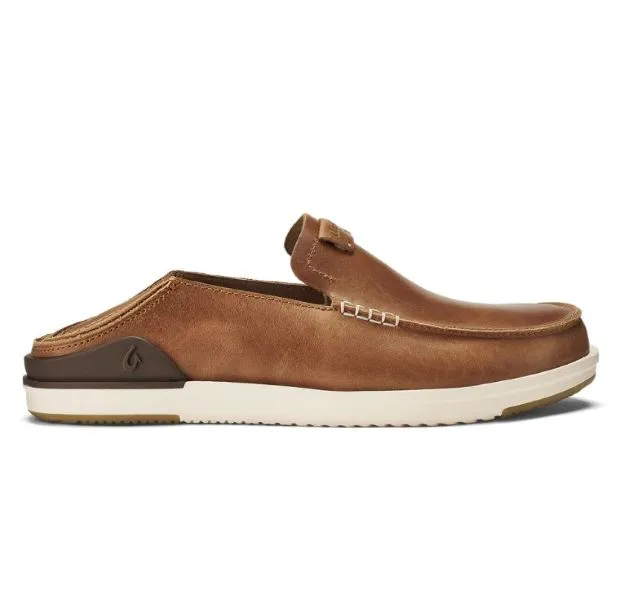 Olukai Fox Kakaha Mens Leather Slip On Loafer Shoes 10490-FXFX