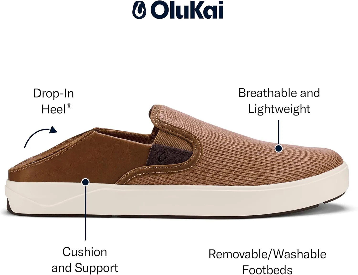 OLUKAI Lae'ahi Kapa Men's Slip On Sneakers, Lightweight & Breathable All-Weather Shoes, Drop-in Heel & Comfort Fit