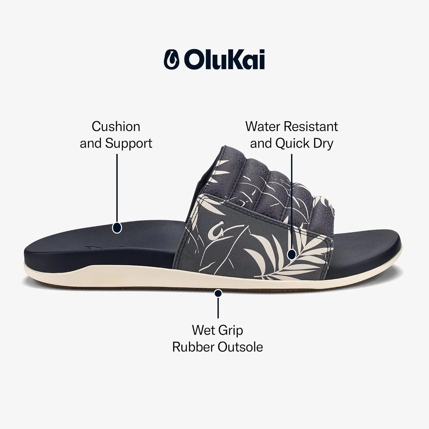 OLUKAI Maha 'Olu Men's Slide Sandal, Water-Friendly Shoe, All-Day Wear & Ultra-Soft Comfort Fit