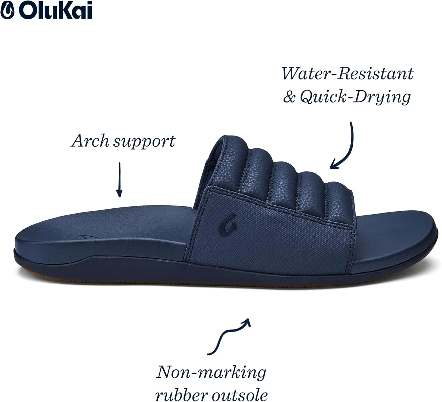 OLUKAI Maha 'Olu Men's Slide Sandal, Water-Friendly Shoe, All-Day Wear & Ultra-Soft Comfort Fit