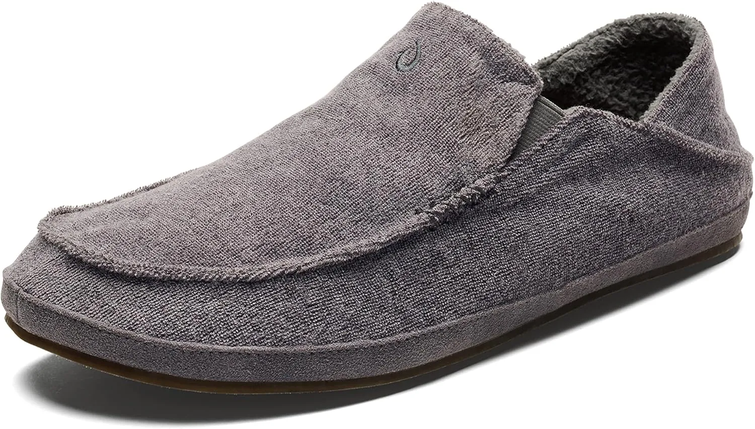 OLUKAI Moloa Hulu Men's Wool-Blend Slippers, Soft & Heathered Knit Slip On Shoes, Suede Leather Foxing, Drop-In Heel Design