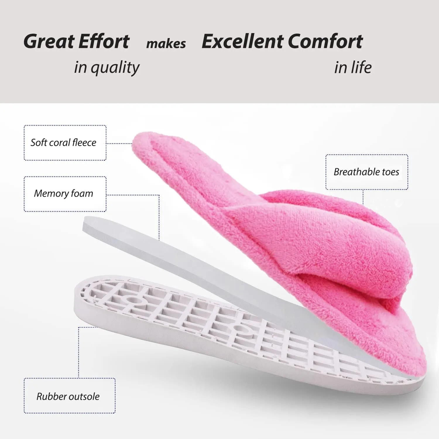 Onmygogo Indoor Slippers for Women Open Toe with Memory Foam, Soft Faux Fur Nonslip House Slippers