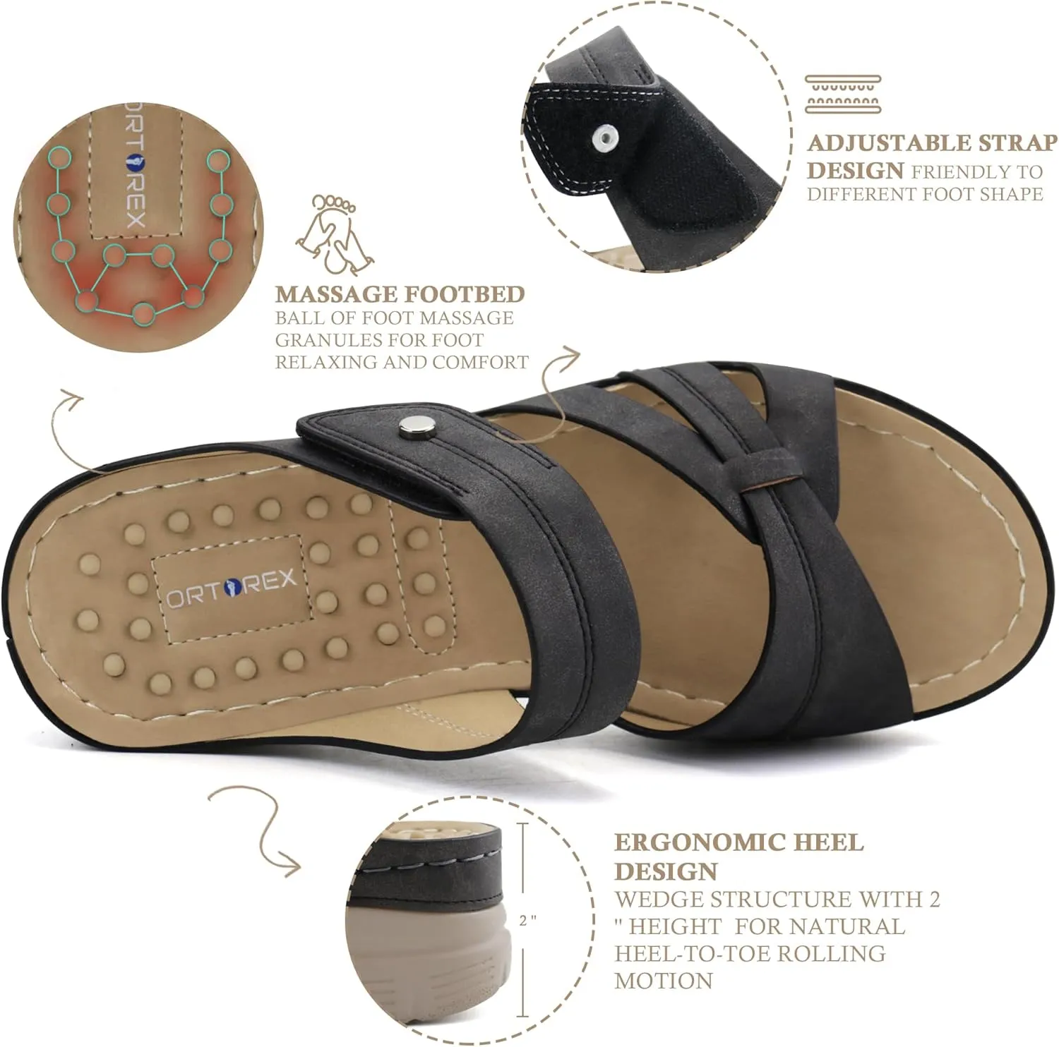 Ortho rest Women Orthotic Slides Comfortable Orthopedic Sandals Walking Sandals with Arch Support