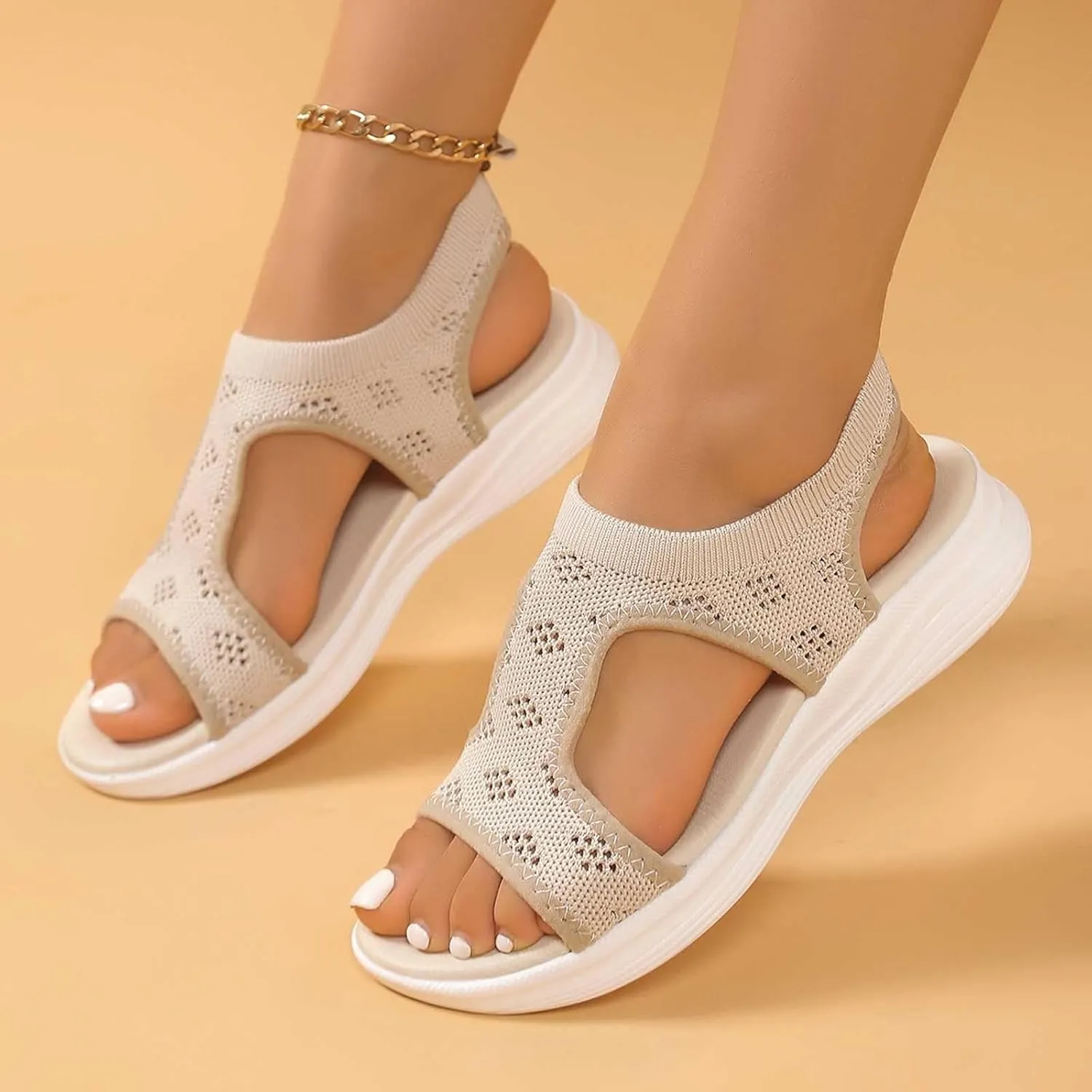 Orthopedic Sandals for Women, Breathable Mesh Slide Sandals with Arch Support Comfortable Beach Sandal