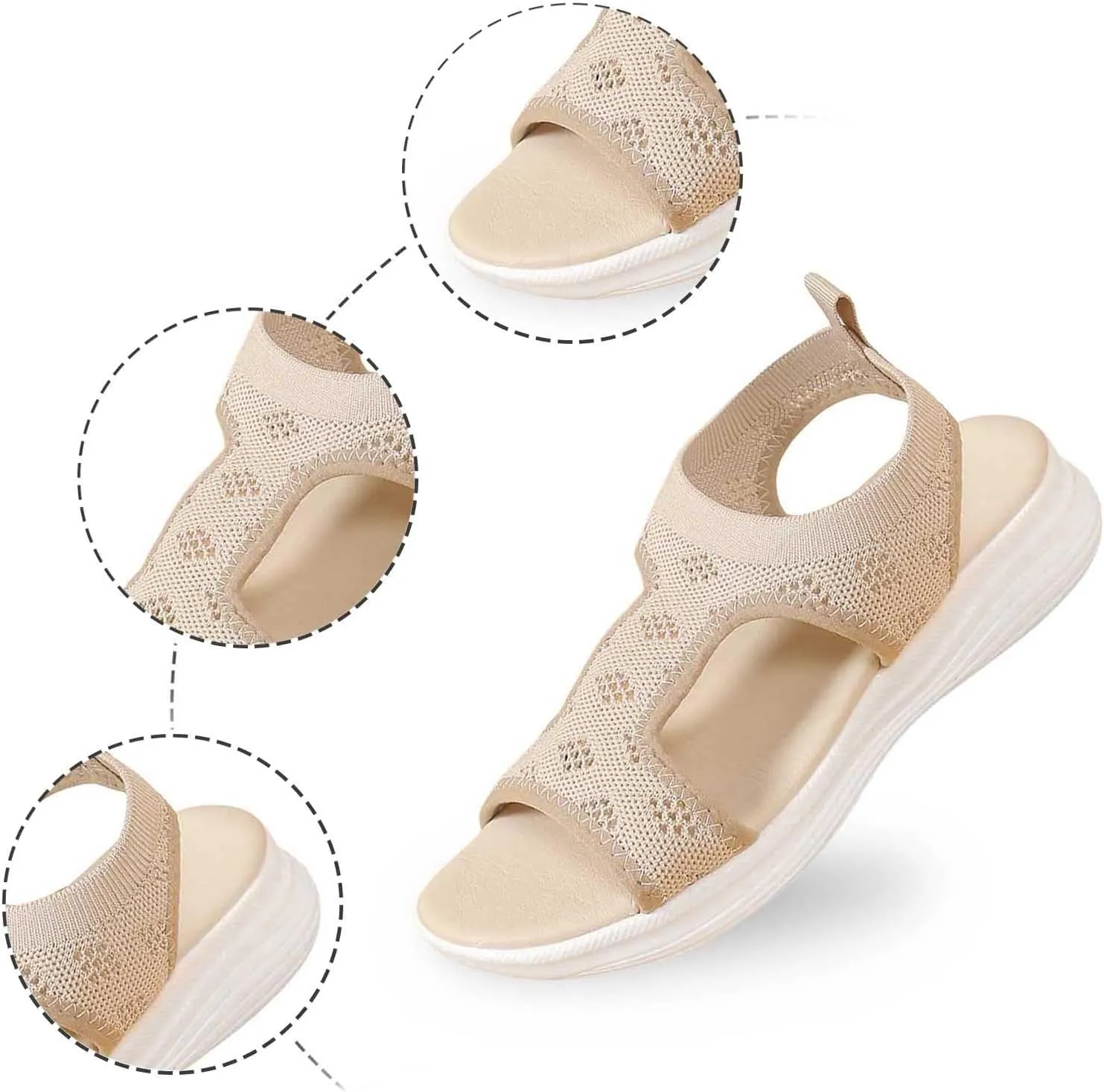 Orthopedic Sandals for Women, Breathable Mesh Slide Sandals with Arch Support Comfortable Beach Sandal
