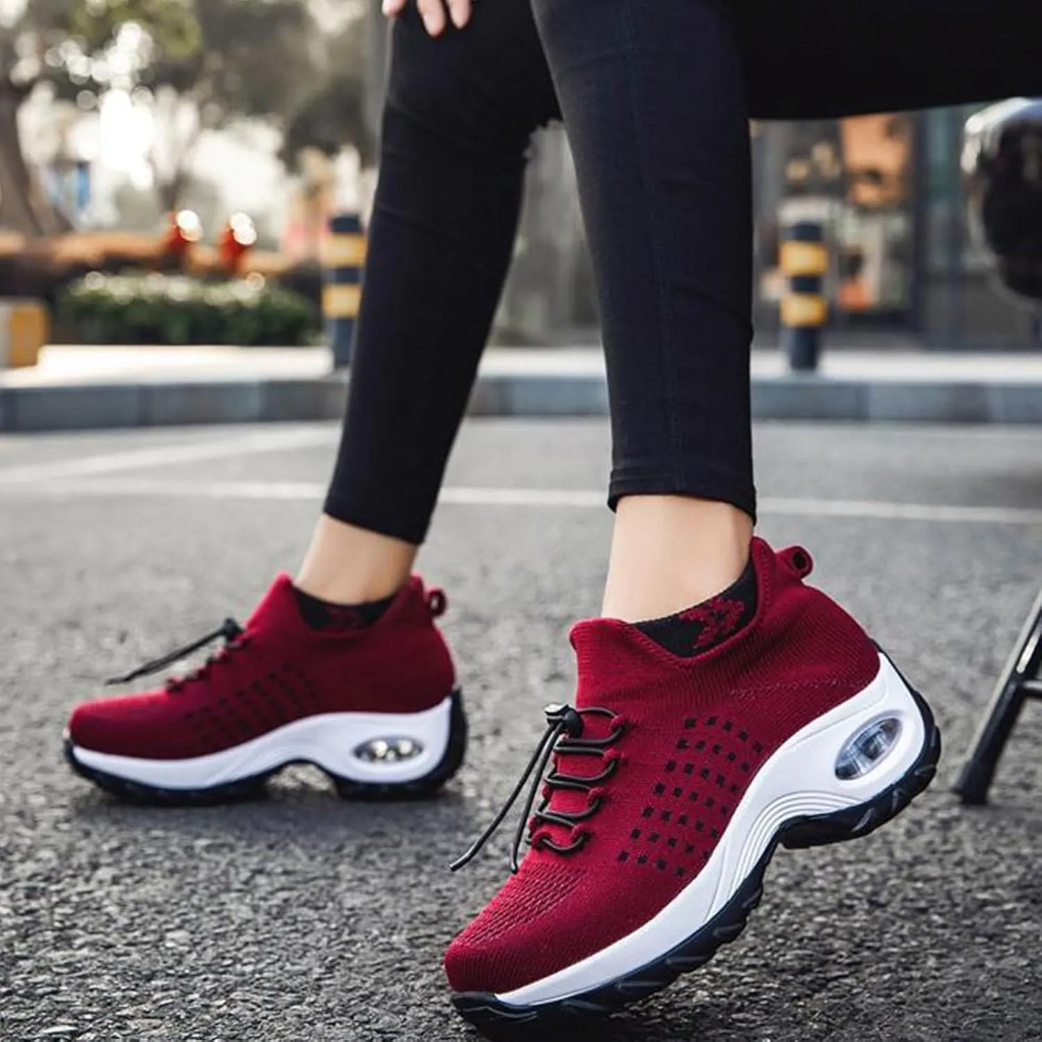 Orthopedic Sneakers for Women Plantar Fasciitis Women Walking Shoes Sock Sneakers Casual Knit Mesh Slip On Sock Sneaker Comfort Air Cushion Athletic Shoes