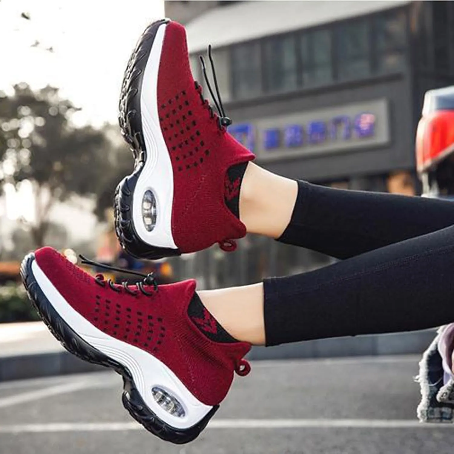 Orthopedic Sneakers for Women Plantar Fasciitis Women Walking Shoes Sock Sneakers Casual Knit Mesh Slip On Sock Sneaker Comfort Air Cushion Athletic Shoes