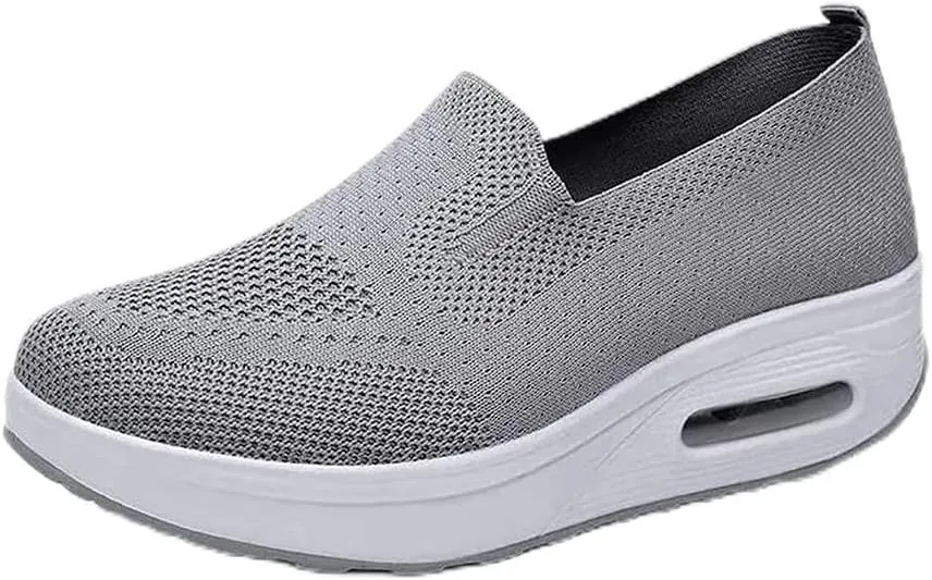 Orthopedic Walking Shoes for Women, Slip-On Light Air Cushion Mesh Up Stretch Platform Orthopedic Sneakers for Arch Support