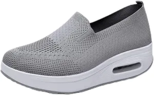 Orthopedic Walking Shoes for Women, Slip-On Light Air Cushion Mesh Up Stretch Platform Orthopedic Sneakers for Arch Support