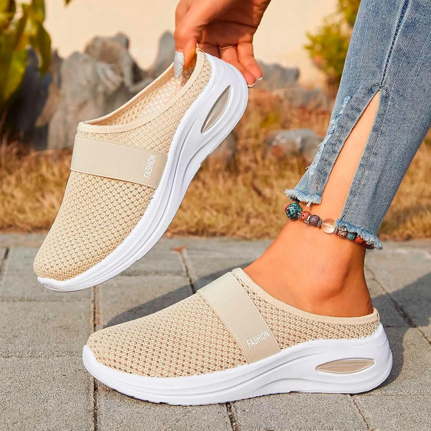 Orthotic Sandals For Women Platform Women's Mesh Shoes Summer Slip-On Breathable Comfortable House Bedroom Slipper