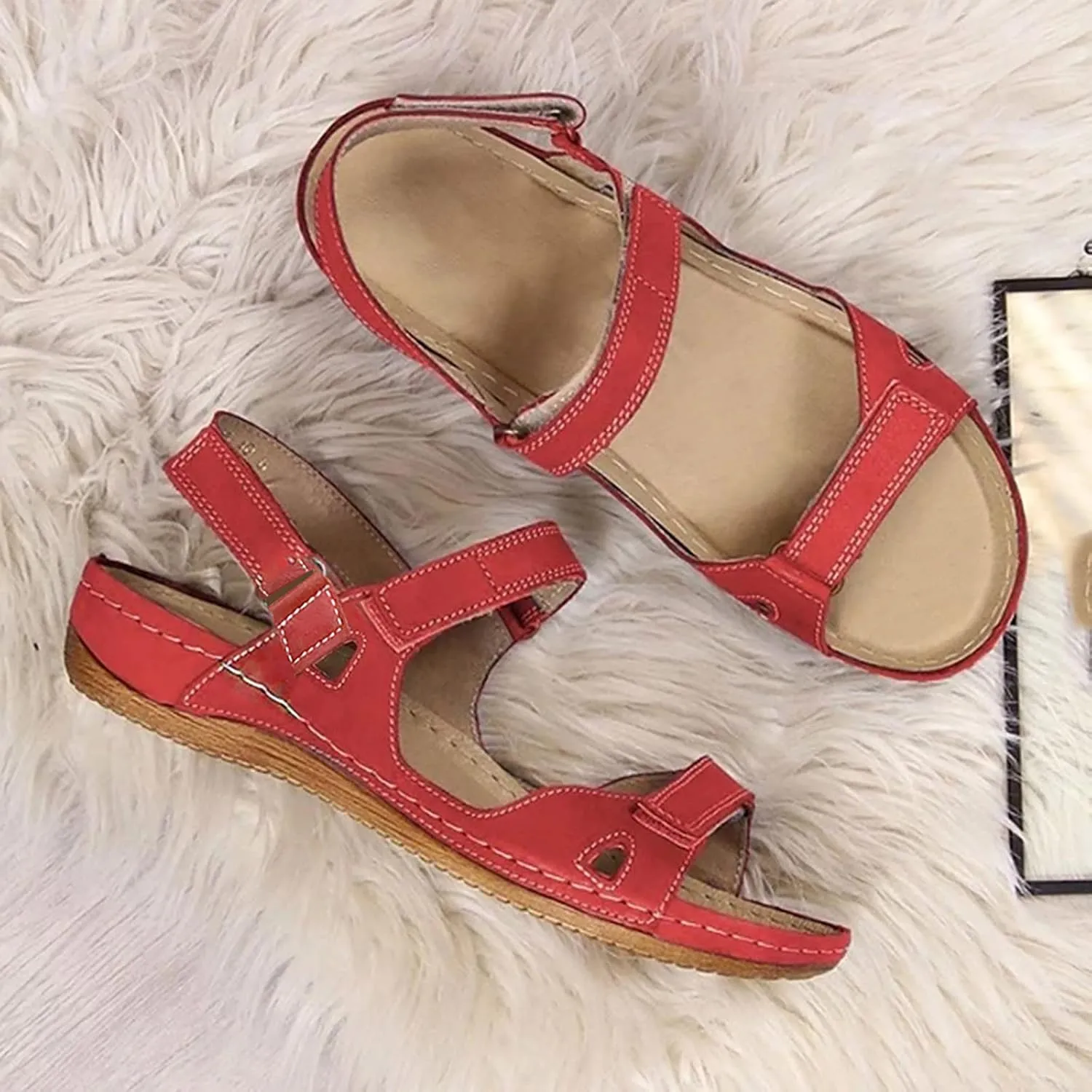 Orthotic Sandals for Women Wide Width Flip Flops Beach Wedge Sandal Comfortable Cute Arch Support Wedge Shoes for Woman Comfortable Platform Dressy Orthopedic Shoe