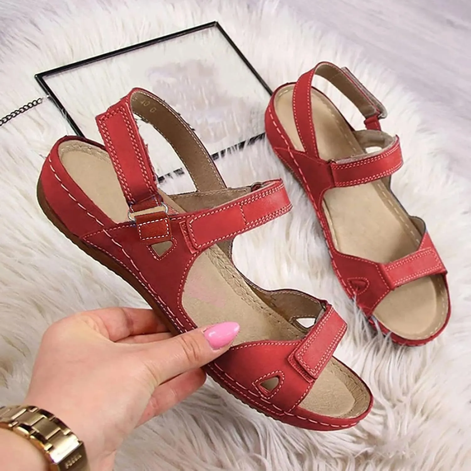 Orthotic Sandals for Women Wide Width Flip Flops Beach Wedge Sandal Comfortable Cute Arch Support Wedge Shoes for Woman Comfortable Platform Dressy Orthopedic Shoe