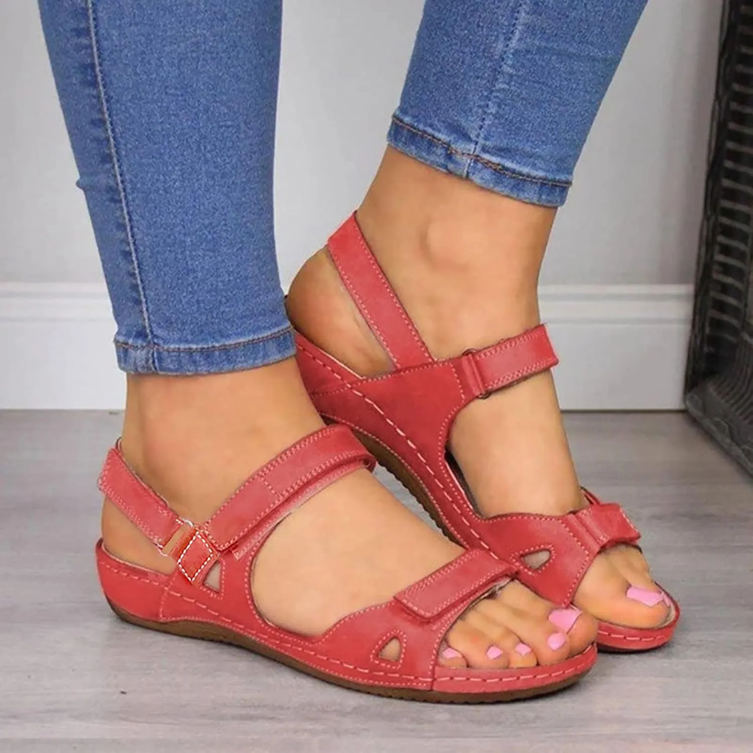 Orthotic Sandals for Women Wide Width Flip Flops Beach Wedge Sandal Comfortable Cute Arch Support Wedge Shoes for Woman Comfortable Platform Dressy Orthopedic Shoe