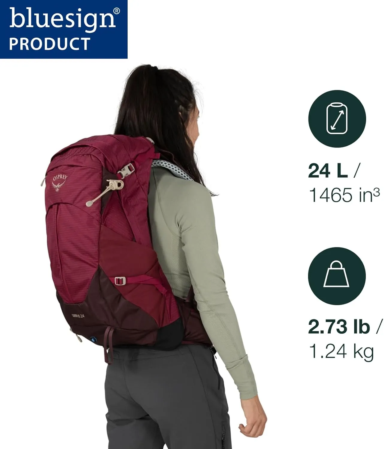 Osprey Sirrus 24L Women's Hiking Backpack, Tunnel Vision Grey