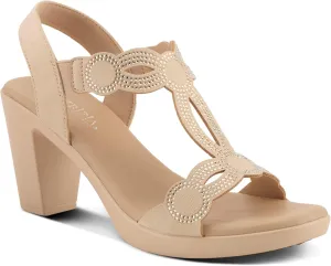PATRIZIA Women's ILLARA Slip-On T-Strap Heels - Crystal Embellished, Elastic Goring, Cushioned Comfort